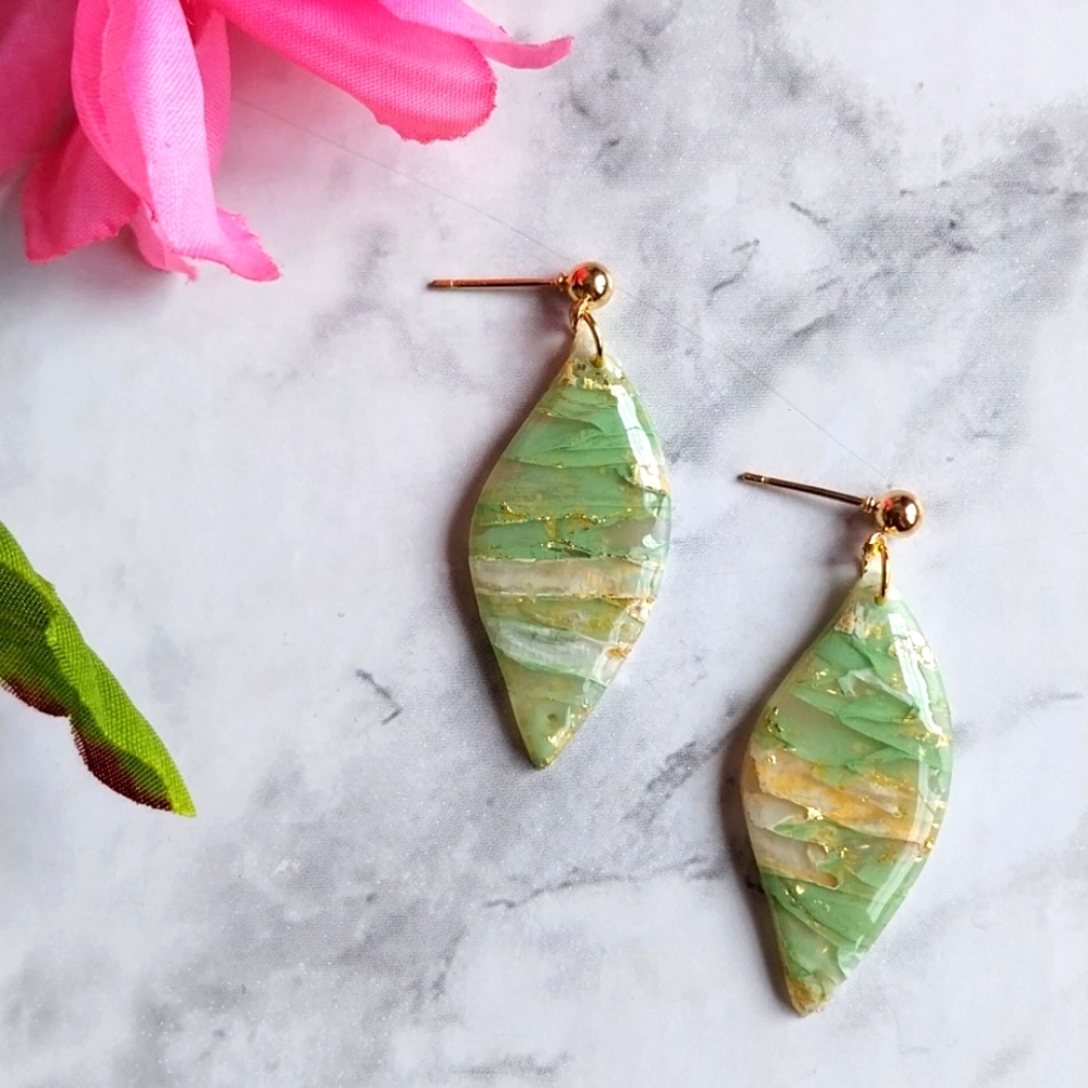 Opalglaze Translucent Sage green Earrings Dangles